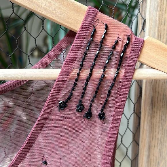 Free People Sheer Mesh Beaded Embellished Mini Slip Dress - Picture 6 of 16